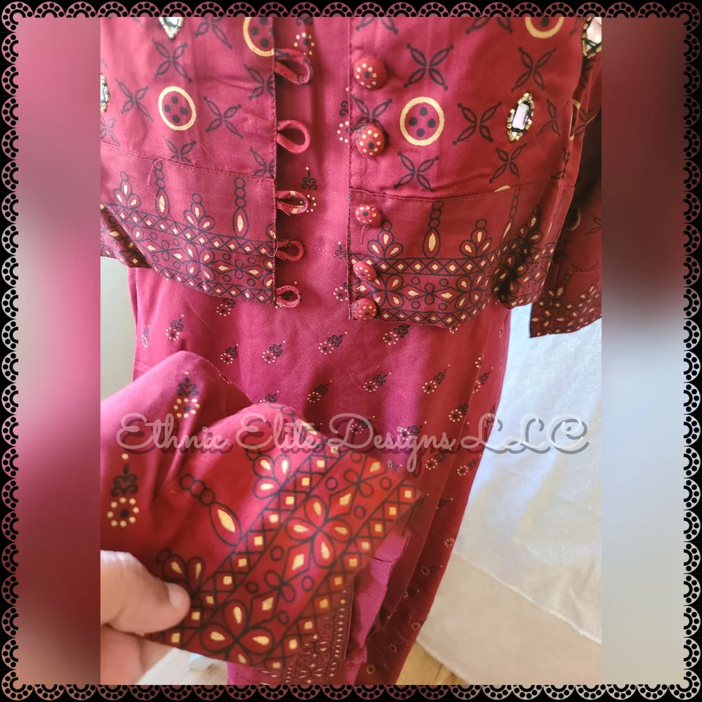 New Elegant Maroon real mirror Maxi Dress + jacket Size L - Picture 9 of 9